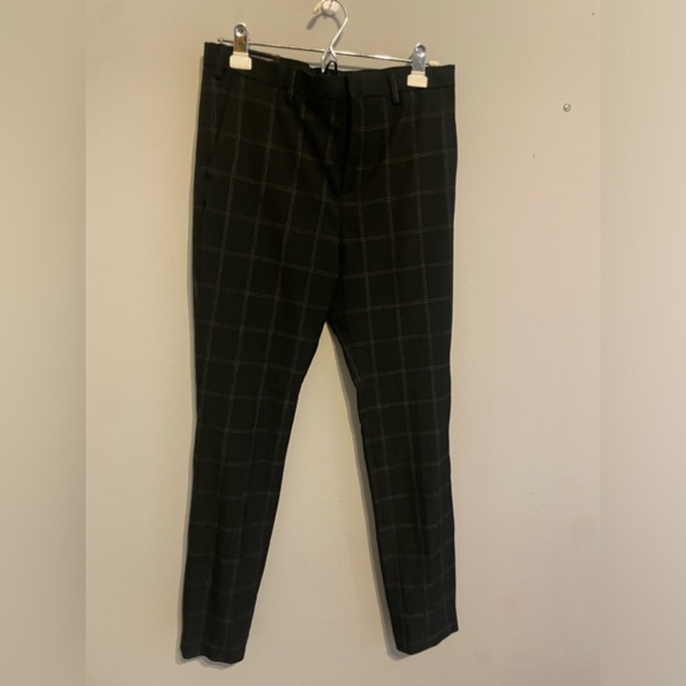 NWT H&M plaid ankle length trousers black US size 32R‎